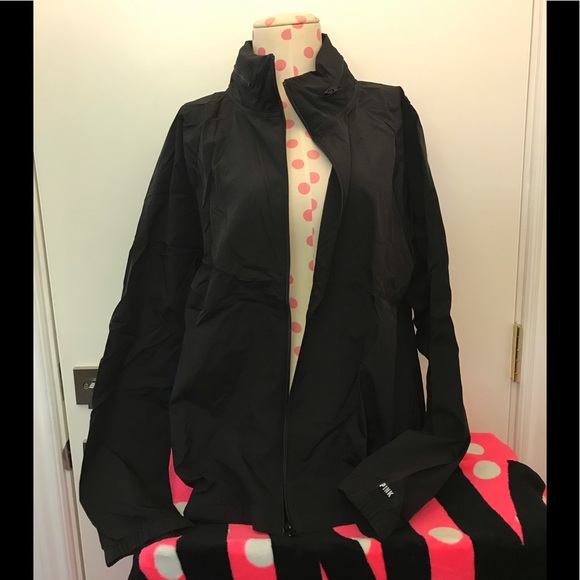 NEW💗VS PINK BLACK MOCK NECK HOODED FULLZIP ANORAK - Picture 14 of 16